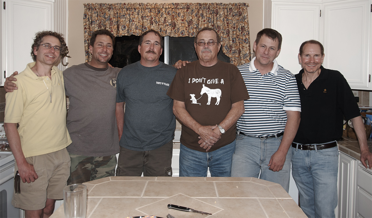 Me, Tom, Mike, Uncle Bill, Dave, and Marc in Uncle Bill and Lynne's kitchen